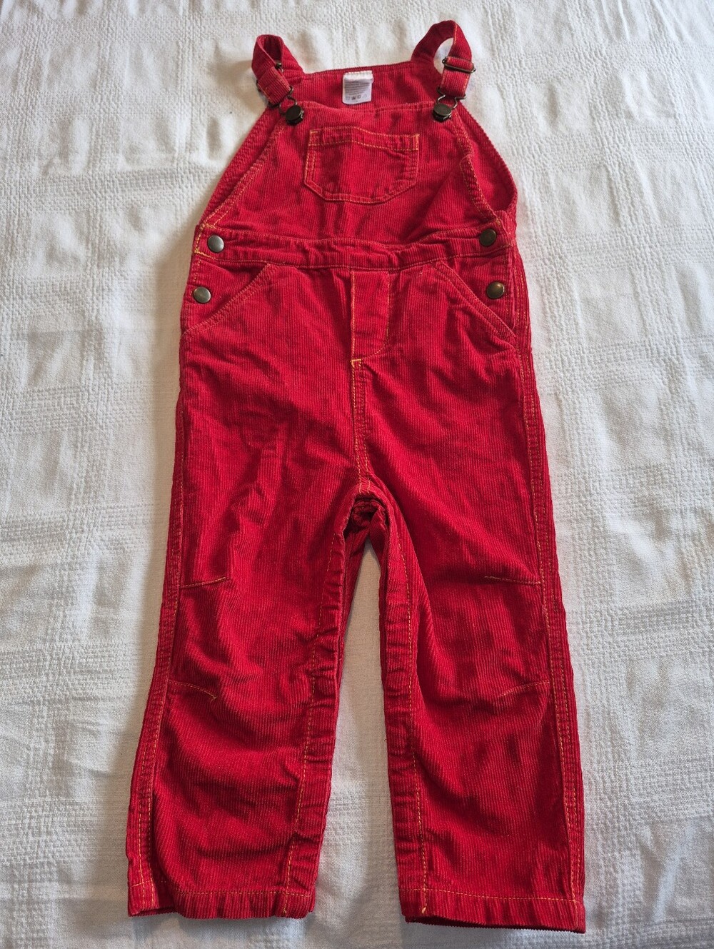 Hanna Andersson boys or girls 90 or 3T red corduroy overalls red VVGUC